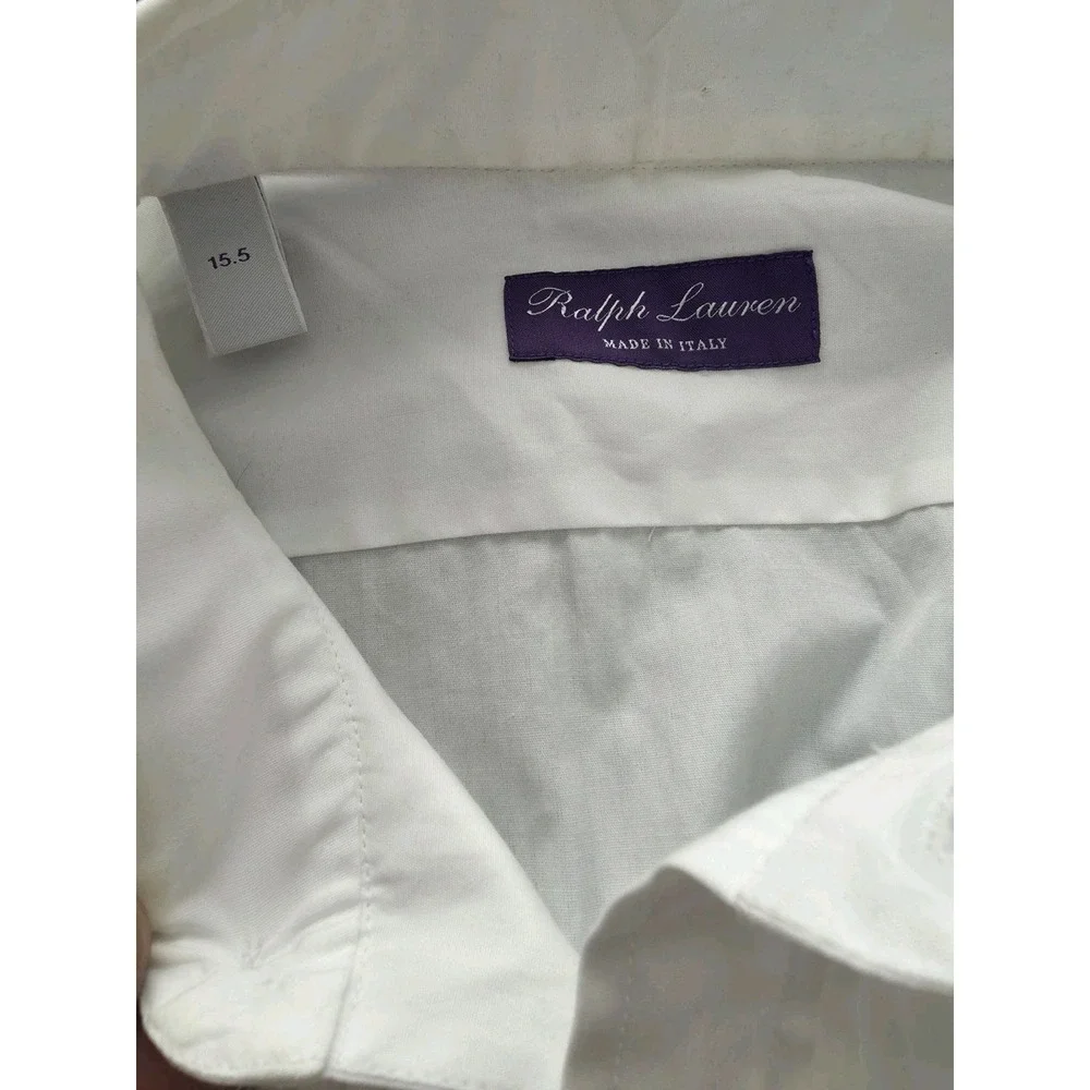 Ralph Lauren Purple Label White Pleated Bib Tuxedo Dress Shirt 15.5 Made Italy